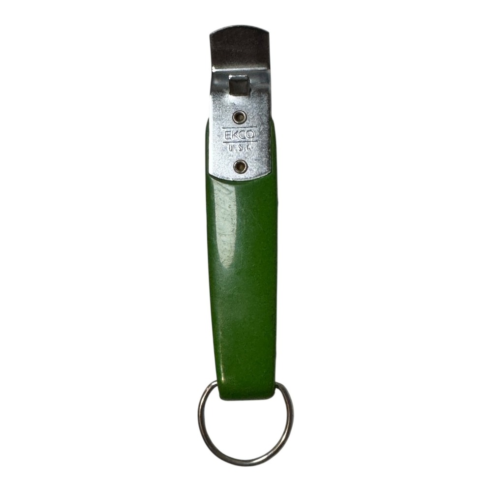 Vintage EKCO Can Bottle‎ Opener Lime Green Retractable Corkscrew Multifunctional